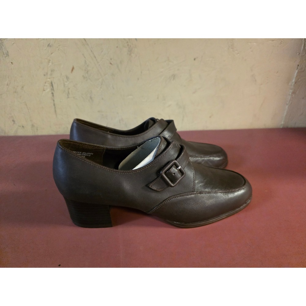 Womens g.wiz Vintage Brown Leather Monk Strap Block Heel Pumps Regi 9 M